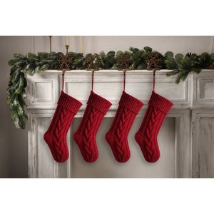 Gebreide kerstsokken - 4 stuks - 46 cm - geschikt voor thuisdecoratie tijdens de feestdagen - geschikt als cadeau voor familie, vrienden en kinderen - Kerstsokken - Kerstbenodigdheden - Kerstdecoratie cadeauzakjes - hangers - decoraties