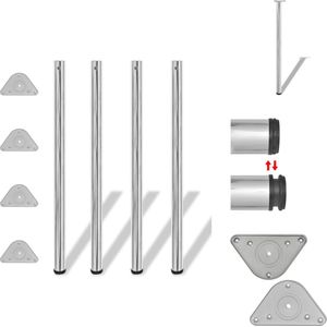 vidaXL Tafelpoten - Set van 4 - Chroom - 60 x 1100 mm - Verstelbaar - Tafelonderdeel