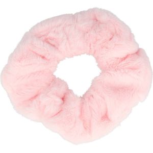 Haarsoires Haarelastiek Scrunchie – Basic – Teddy Stof – Roze - Haarkrinkel - Haar Elastiek met Stof - Zacht & Haarvriendelijk