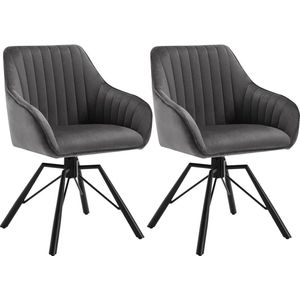 Rootz roterende eetkamerstoelen set van 2 - fluwelen fauteuils - draaistoelen - 360 graden rotatie, comfortabel en stevig - 58 cm x 83,5 cm x 53,5 cm