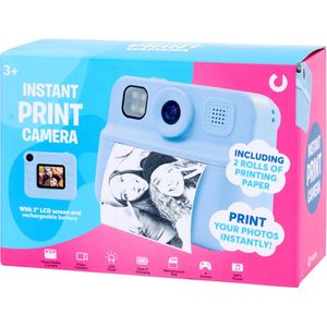 Instant Print Camera – Kindercamera met 2 Rollen Printpapier – Direct Print – 2.0” LCD Scherm – Blauw – Voor Kinderen vanaf 3 Jaar