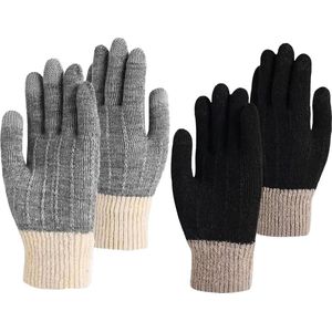 Warme en winddichte touchscreen winterhandschoenen - 2 paar, geschikt voor mannen, vrouwen en jeugd