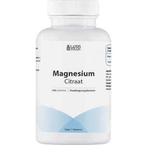 Magnesium Citraat - 200 mg - 100 Tabletten - Ondersteuning voor Spieren, Zenuwen en Vermoeidheid - Vegan - Luto Supplements