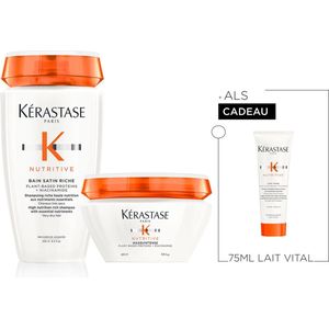 Kérastase Nutritive Duo + Cadeau - Rijke Shampoo 250ml & Voedend Haarmasker 200ml + Conditioner 75ml Cadeau - Dik, Droog haar