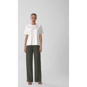 Vila T-shirt Vipavia Emb O-neck Top/pb 14108964 Snow White Dames Maat - XL