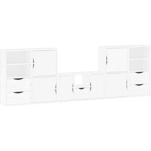 vidaXL - 5-delig - Tv-meubel - met - opbergruimte - ODDA - massief - grenenhout - wit