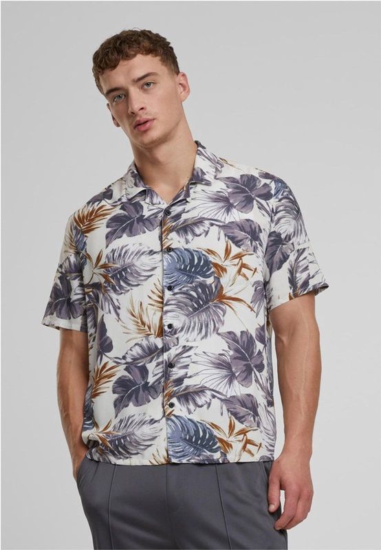 Urban Classics - Viscose AOP Resort Overhemd - S - Blauw