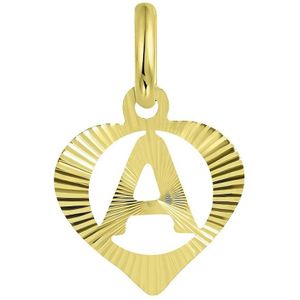 Lucardi Dames Alfabet Hanger Hart - Letter A - 9 Karaat - Geelgoud