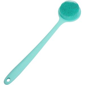 Doucherugborstel, zachte siliconen doucheborstel aan de achterkant Doucheborstel, lange steel, unisex - groen - Badborstel – Dry brush – Rug Scrubber – Lichaamsborstel – Rugborstel douche met steel – Huidborstel – doucheborstel – bad- & douchea
