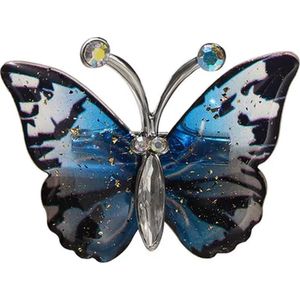 Elegante Vlinder Broche voor Dames – Luxe Emaille met Kristallen en Parel – Vintage Stijl Sieraad