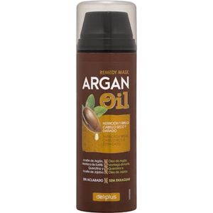 ARGANOLIE HAARMASKER ZONDER UITSPOELEN 2 X 150 ML VOOR DROOG EN BESCHADIGD HAAR MET UV-BESCHERMING KERATINE HAARBEHANDELING THUIS ANTI-PLUIS BESCHERMING TEGEN ZON, ZOUT EN CHLOOR GLANZEND EN GEZOND HAAR IN 1 MET POMP