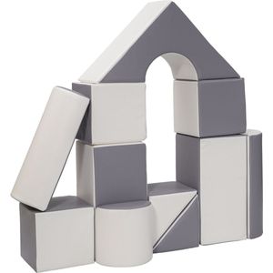 Schuimblokken speelgoed - 11-delig - 120x90x30 cm - wit, grijs