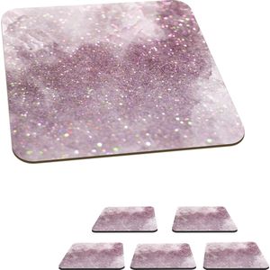 Onderzetters voor glazen - Marmer - Patronen - Paars - 10x10 cm - Glasonderzetters - 6 stuks