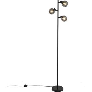 QAZQA vidro - Art Deco Vloerlamp | Staande Lamp - 3 lichts - H 150 cm - Zwart - Woonkamer | Slaapkamer | Keuken