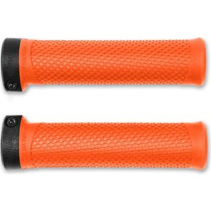 ACID Grips React Pro - Fietshandgrepen - Handvatten met anti-slipstructuur - Extra grip - Ergonomische fietshandvatten - Geschikt voor Mountainbikes - Oranje - 30.5 x 135 mm