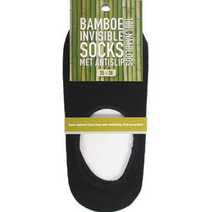 IZZLE BAMBOO Invisible Sneakersokken met antislip hiel - Zwart - Maat 35/38 – 1 paar