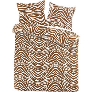 Zachte flanel dekbedovertrek zebra - tweepersoons (200x200/220) - heerlijk warm en hoogwaardig - donsachtig laagje