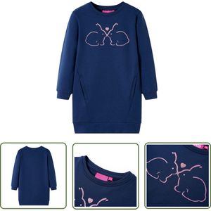 vidaXL Meisjesjurk - Kinderjurk - Kinderjurk 92 marineblauw - Blauwe Jurk - Katoenen Jurk - Jurkje Voor Meisje
