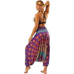 yoga pants loose women high waist Women Summer Loose Yoga Trousers Baggy Boho Jumpsuit Harem Pants gym Colorful Mandala Paars