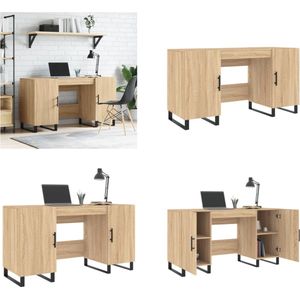 vidaXL Bureau 140x50x75 cm bewerkt hout sonoma eikenkleurig - Bureau - Bureaus - Laptoptafel - Computertafel