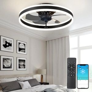Ventilator Lamp - Smart Lamp - 6 Standen - Dimbaar - Zwart - Kroonluchter Ventilator - Chandelier Fan - Woonkamer Lamp - Ventilator Lampen