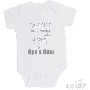 100% katoenen Romper ""JA ECHT!! jullie worden overgroot Opa & Oma"" Jongens Katoen Wit/grijs Maat 56/62