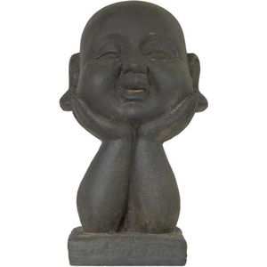 Boeddha hoofd op handen donkergrijs - Boeddhahoofd 37cm