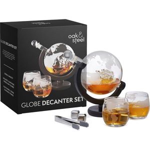 Globe Whisky Karaf Set met 2 Glazen en Whisky Stenen - Perfect Cadeau voor Mannen