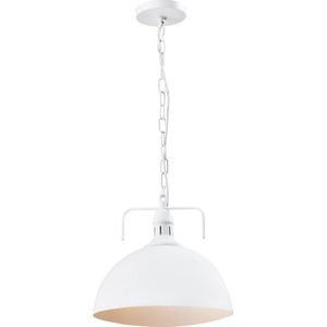QUVIO Hanglamp industrieel - Lampen - Plafondlamp - Verlichting - Verlichting plafondlampen - Keukenverlichting - Lamp - E27 Fitting - Met 1 lichtpunt - Voor binnen - Metaal - Aluminium - Fabriekslamp - D 30 cm - Wit