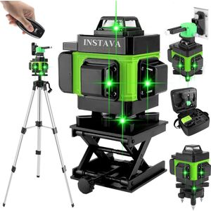 Instava - 4D 16-lijn Kruislijnlaser - Groene Laser - Zelfnivellerend - Inclusief Statief 1,2m en 2 Accu's