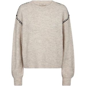 Freequent Trui Fqkinlock Pullover 204665 Moonbeam Melange/w. Black Dames Maat - XXL