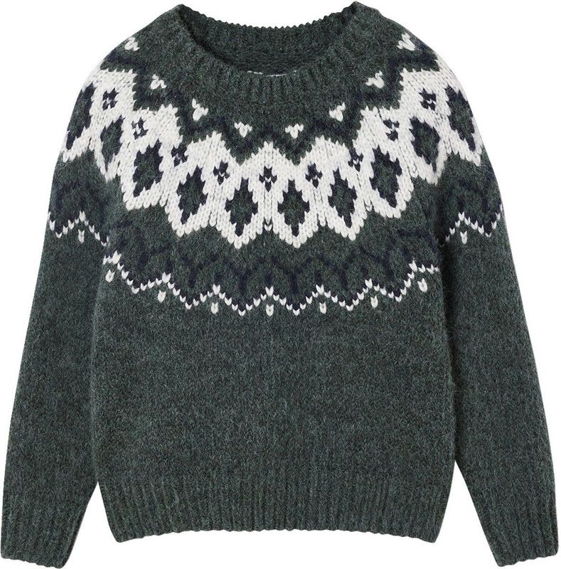 Vertbaudet - Jacquardtrui - Jongens - Ronde Kraag - Zacht Breisel