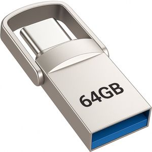 Perfect Speed USB Stick 64GB - USB 3.0 & USB-C – 110MB/s - Ultradun Metalen Flash Drive - Compatibel met iPhone >15, Samsung, Windows, Mac & Android