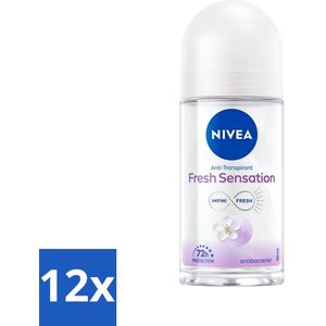 12 x NIVEA - Deodorant Roller - Frisse Sensatie - 72 Uur Anti-Transpirant - 50 ml - NIVEA Deodorant - Anti-transpirant - Deodorant Roller - Fresh Sensation - Langdurige Bescherming