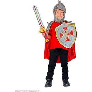 Widmann - Middeleeuwse & Renaissance Strijders Kostuum - Strijder Van Het Leeuwenhof Accessoire Set - Rood, Zilver - Carnavalskleding - Verkleedkleding