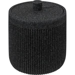 5Five - Zwarte Wattenpot - Potje met Deksel - Badkameraccessoires