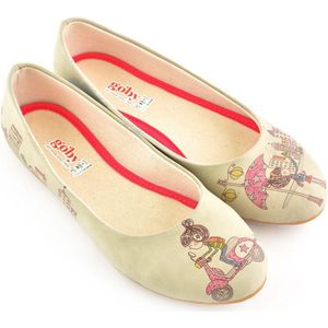 GOBY - Scooter Girl - Ballerinas - Flats - Hoge kwaliteit - Handmade - Meisjesprint - Maat 37