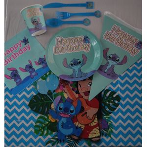 Stitch - Feestpakket- Verjaardag - Thema set kinderfeest - Jongen - Meisje - Versiering- Stitch - Verjaardag - Slingers - Tafelkleed - Themafeest Disney - Leuke Verjaardag - Fijne verjaardag - Disney