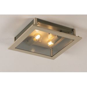 Lumidora Plafondlamp 74567 - Plafonniere - AURIGA - 2 Lichts - E14 - Grijs - Beige - Zand - Metaal - Badkamerlamp