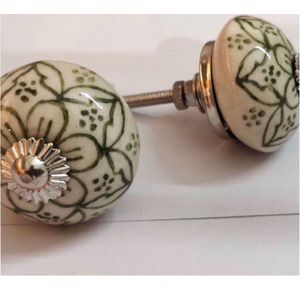 Prachtige RiaD deurknop keramiek offwhite groen met schroef - kast - DIY - Meubelknop - Deurknoppen voor kasten - Meubelbeslag - Deurknopjes - Meubelknoppen
