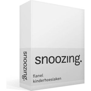 Snoozing - Flanel - Kinderhoeslaken - Ledikant - 60x120 cm - Wit