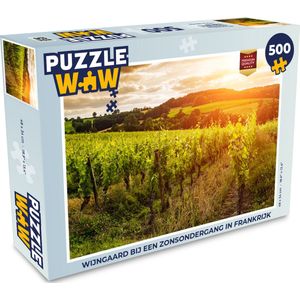 Puzzel Wijngaard bij een zonsondergang in Frankrijk - Legpuzzel - Puzzel 500 stukjes