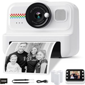 Instant Kinderfotocamera, HD/1080P Instantcamera voor Kinderen met 32G-Kaart en Printpapier, Kinderfotocamera Leuk Speelgoedcadeau voor Kinderen van 3 tot 12 Jaar