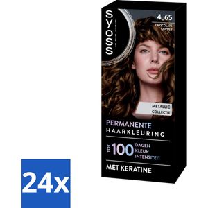 24 x SYOSS - Permanent Coloration 4-65 - Haarverf - Permanente Haarkleuring - Chocolate Copper - Grijsdekking - Permanente Haarkleur - Chocolade Koper - Haarkleur - Haarverzorging - SYOSS