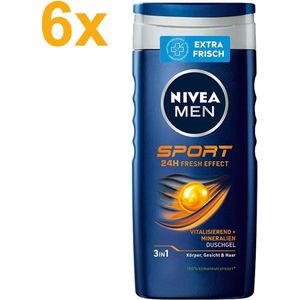 NIVEA – MEN – 3 in 1 – Sport – Douchegel – 6x 250 ml - Voordeelverpakking