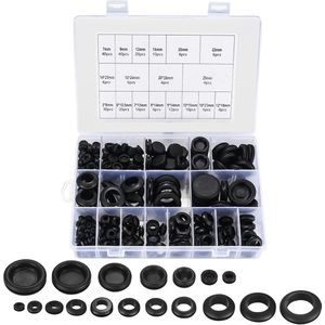 Kabeldoorvoer set - 250 stuks - zwart - rubberen kit
