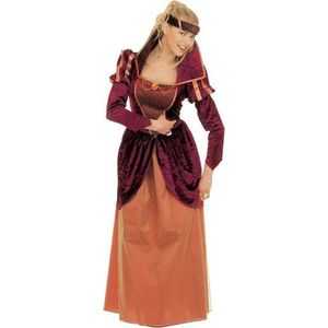 Rode en oranje middeleeuwse koningin outfit voor vrouwen - Verkleedkleding