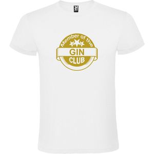 Wit  T shirt met  "" Member of the Gin club ""print Goud size XS