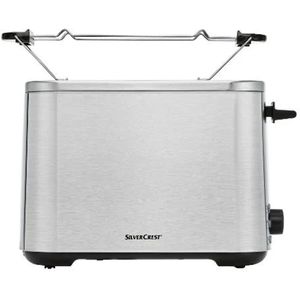 SILVERCREST® KITCHEN TOOLS RVS broodrooster 850W - Toaster - 7 Bruiningsstanden - Elektronische bruiningregeling - Variabele broodcentrering - Ontdooifunctie - Opwarmfunctie - Stopfunctie - Autoliftfunctie - Antiblokkeerfunctie - Kruimellade - Zilver