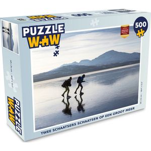 Puzzel Twee schaatsers schaatsen op een groot meer - Legpuzzel - Puzzel 500 stukjes